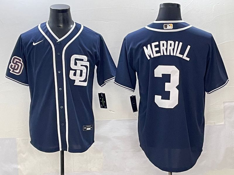 Men 2025 San Diego Padres #3 Merrill Dark Blue Game Nike MLB Jersey style 1->philadelphia phillies->MLB Jersey